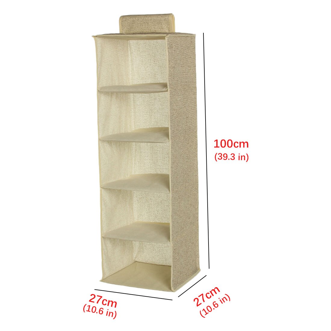 3/4/5/Layers Hanging Drawer Box Wardrobe Organizer Shelves Clothes Hangers Holder Portable Organizer Hanging Closet: 5 layers Beige
