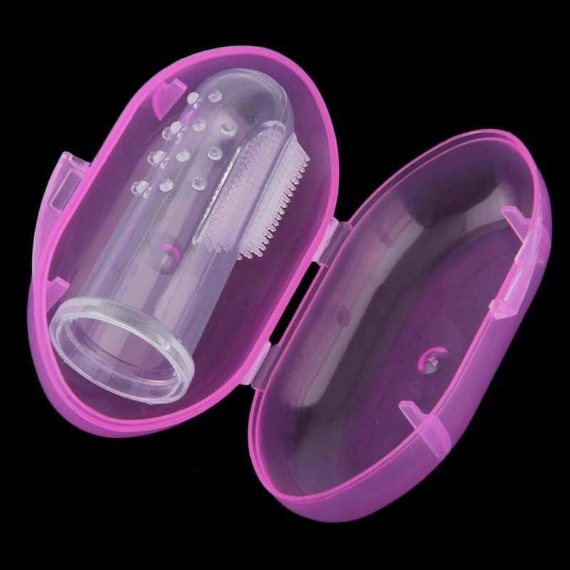 Bébé doigt brosse à dents enfants dents outil de soin clair Silicone souple bébé brosse à dents en caoutchouc nettoyage bébé brosse avec boîte: A
