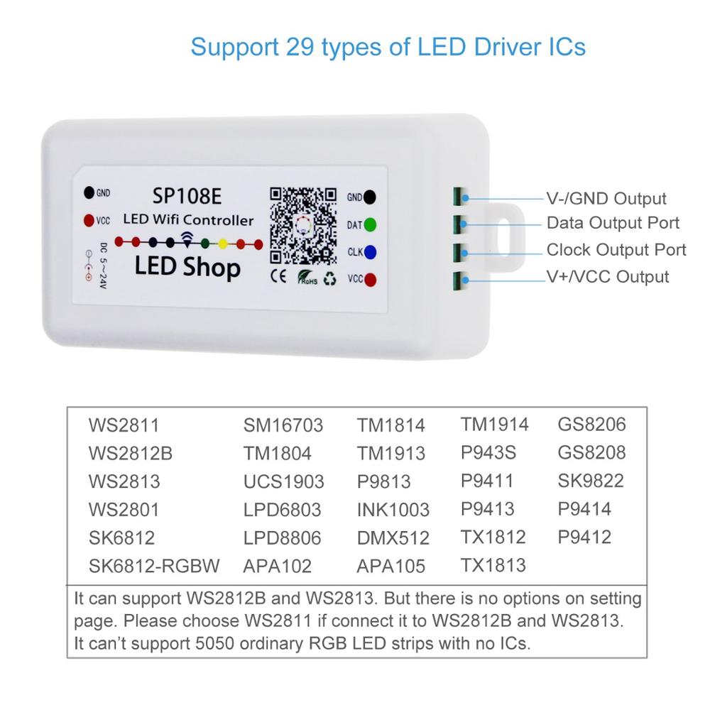 SP105E SP106E SP107E SP108E Bluetooth wifi music remote Controller For WS2801 WS2811 WS2812B SK6812 Magic Lights LED Pixel Strip