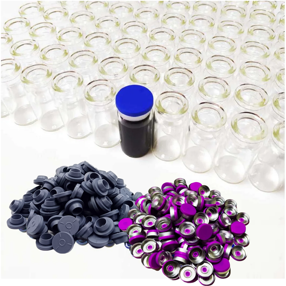 100 pezzi 5ml fiale da laboratorio in vetro trasparente con tappi e tappo piccole bottiglie contenitori per liquidi per test sperimentali fiale da laboratorio trasparenti: Viola