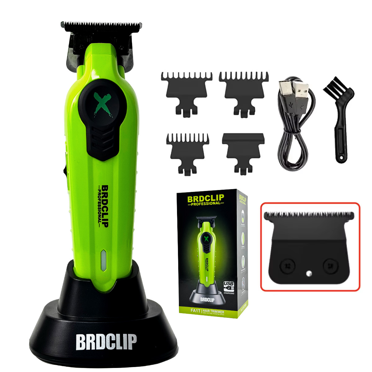 BRDCLIP FA1C NEUE 7500RPM Barber Professionelle Haarschneidemaschine Hochgeschwindigkeitsmotor 2500mAh Elektrische Trimmer DLC Klinge mit Basis: Rosa / UK Stecker