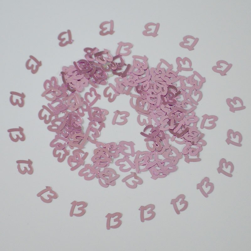 Kids Girls 13th BIRTHDAY PARTY Table Decoration Scatters Sparkle Glitz Digital Metallic CONFETTI Supplies: Pink