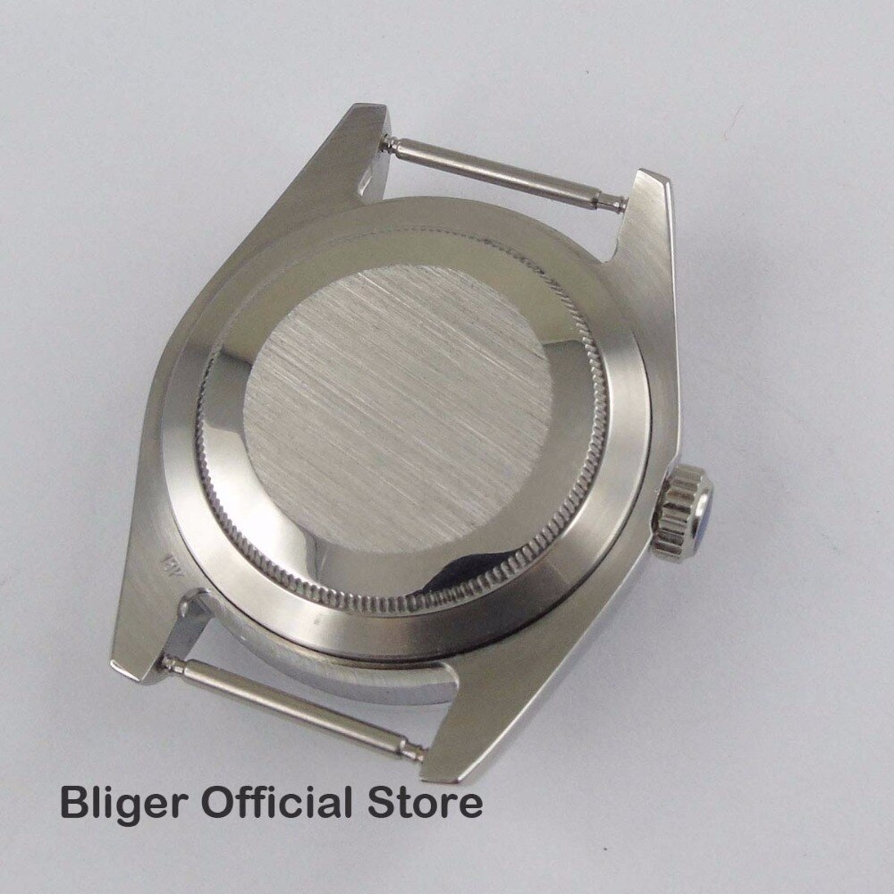 Polished 40mm Watch Case Date Magnifier Stainless Steel Case Fit For Automatic Movement Watch