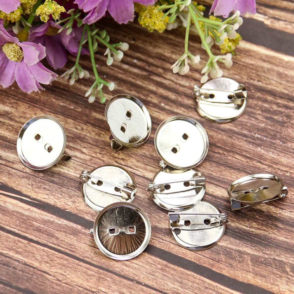 30PC metalowa okrągła tarcza broszka materiał dodatkowy instrukcja podwójnego zastosowania agrafka naciśnij klip odznaka DIY odzież robić biżuterii akcesoria