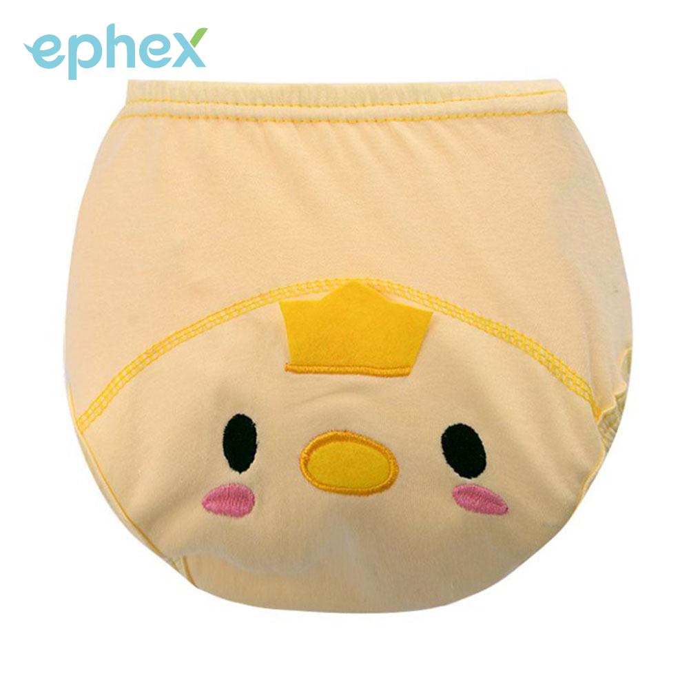 Ephex behageligt vaskbart undertøj baby træningsbukser lækagesikker and / hund / kanin / bjørn åndbar bomuld diape karton: Gul hund