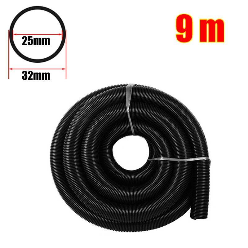 Inner 25 mm Household Vacuum Cleaner Thread Hose Straws Factory Bellows Vacuum Tube Soft flexible EVA Hose Pipe Replacement Part: Black-9m