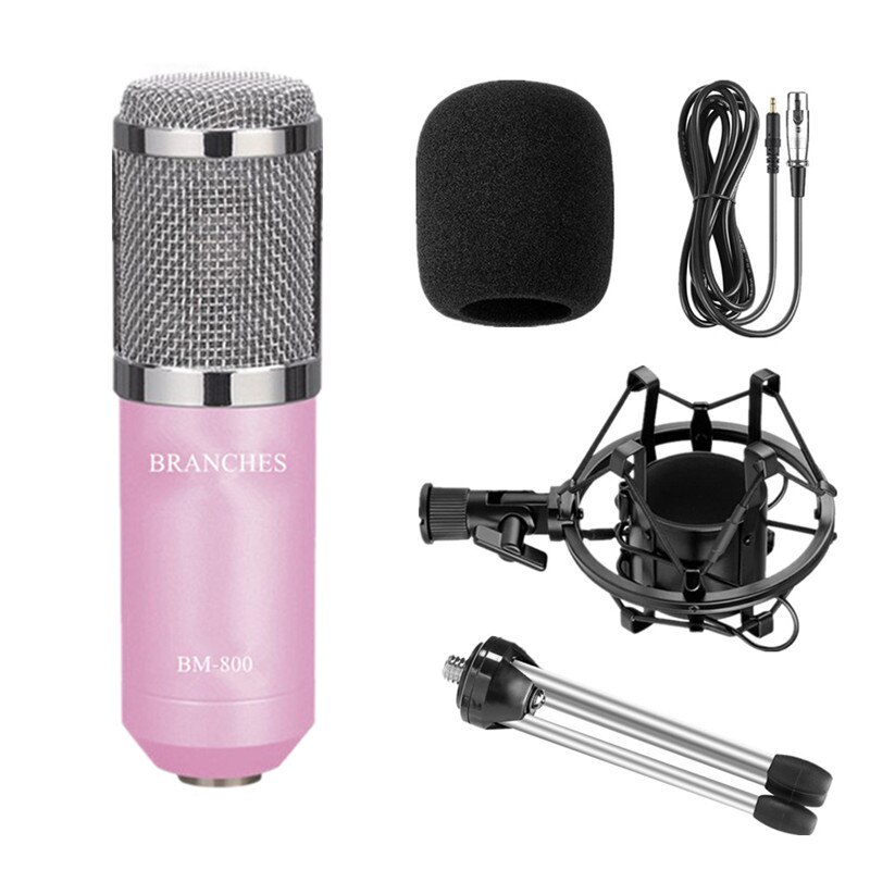 Microfone bm 800 microfone de estúdio profissional microfone bm800 condensador microfone de gravação de som para computador: PACKAGE 1 pink