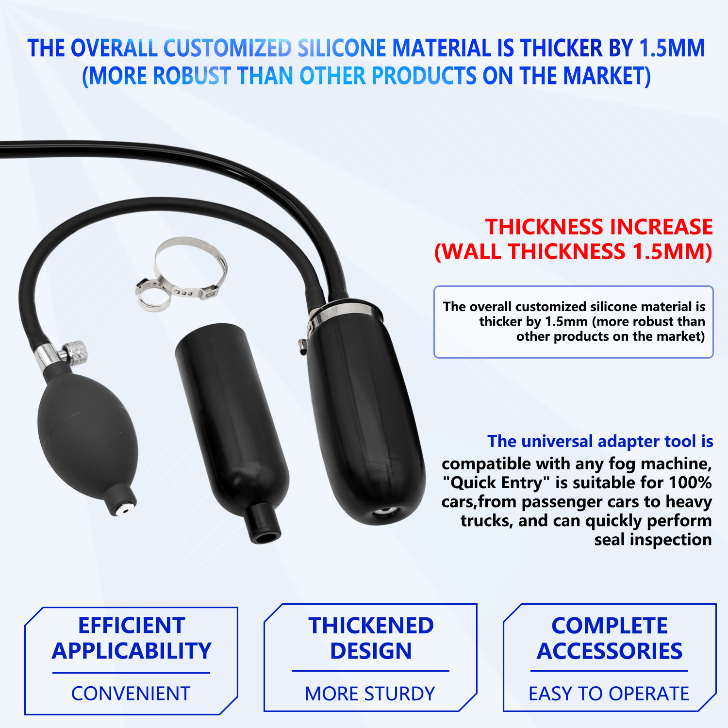 Adaptador universal de fácil entrada, ferramenta de diagnóstico, vedação rápida, adaptador de entrada para detector de vazamento de fumaça, ferramenta de airbag