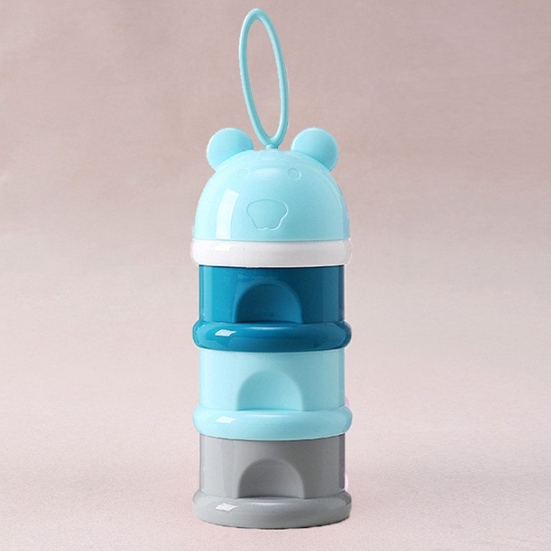 3 Layer Frog Style Portable Baby Food Storage Box Essential Cereal Cartoon Milk Powder Boxes Toddler Kids Formula Milk Container: Blue