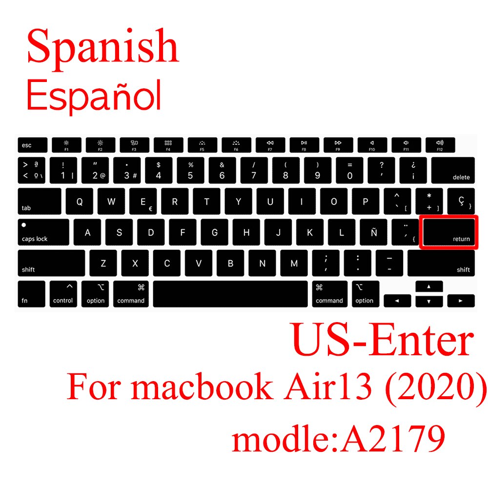 With "AZERT" French version Keyboard Cover Protector For Macbook Air 13 A2179 Air 13" Silicone Keyboard Protective Film: A2179 US Spain