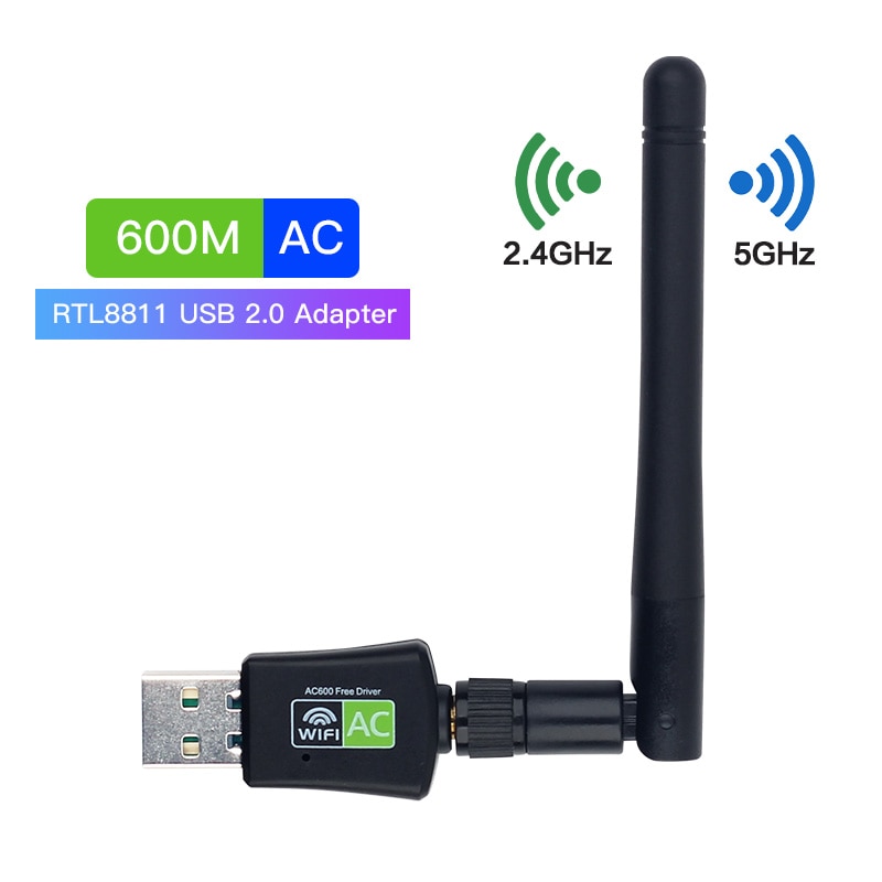 Usb Wifi Ontvanger Dual Band 2.4G/5Ghz 600Mbps Usb 2.0 Antenne Wi-fi Netwerkkaart 802.11ac Draadloze adapter