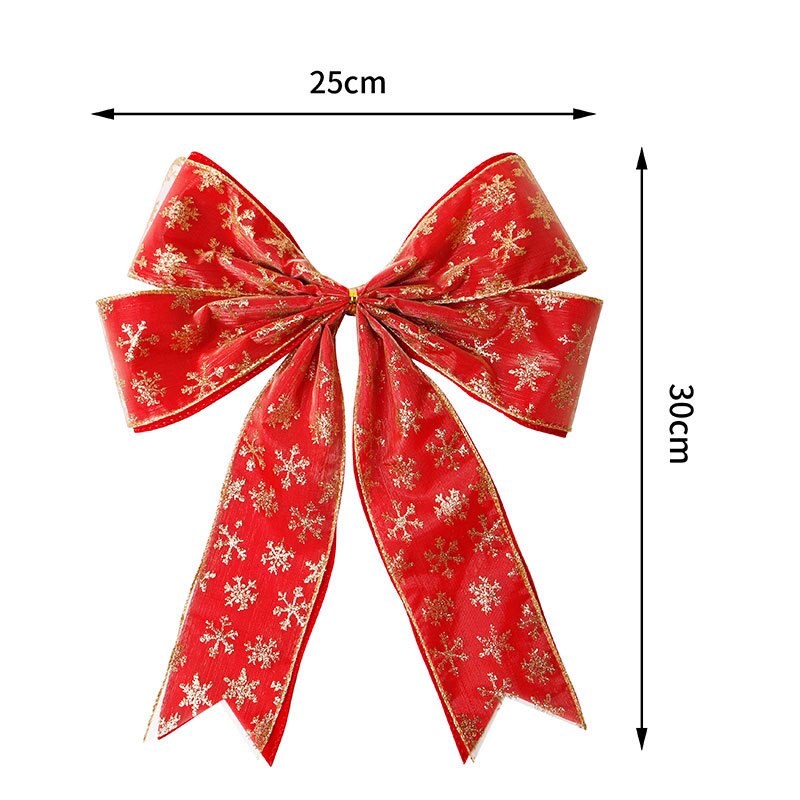 Kerstboomdecoratie accessoires rode grote strik dubbel linnen lint eland gouden kerststrik huisdecoratie strikken voor knutselen: 6