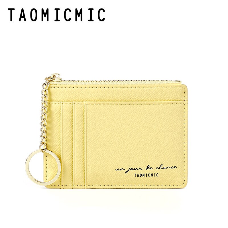 Women Wallets Zipper PU Leather Coin Purse Mini Key Chain Small Wallet Multi-card Bit Card Holder Card Holder: Yellow