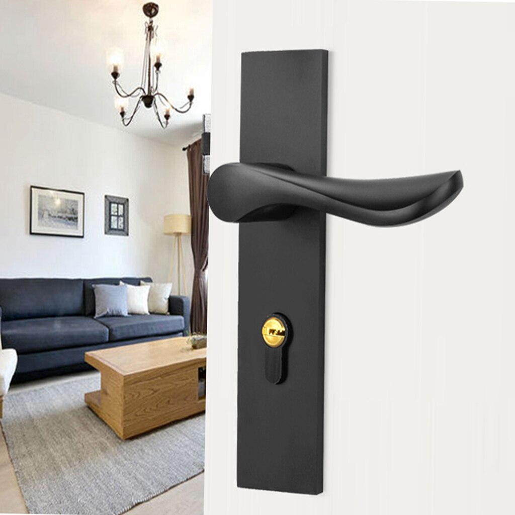 Door Handle Lock Front Back Lever Lock Bathroom Bedroom Door Handles #1