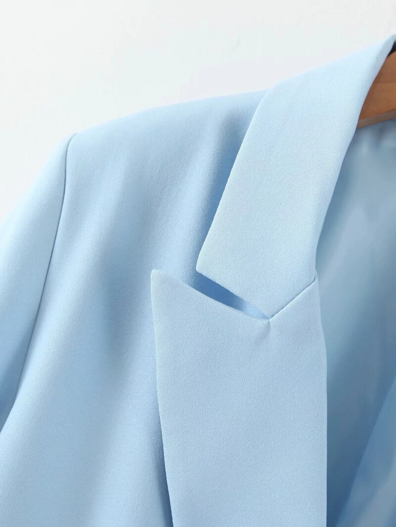 Elegante feminino solto azul blazers 2020 moda senhoras entalhado gola jaqueta ternos casuais feminino manga longa jaquetas meninas chique