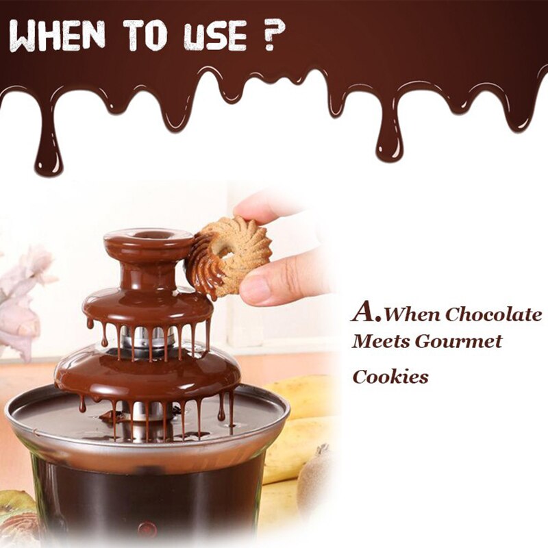 110V/220V Mini Chocolate Fountain Chocolate Melt With Heating Fondue Waterfall Maker For Wedding Birthday Party