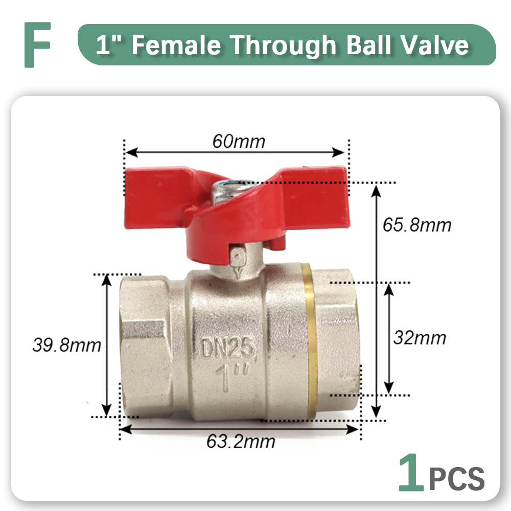 1/2" 3/4" 1" Brass Copper Ball Valve Fitting Replacement Coupling Adapter Connector Extender Garden Watering Durable Accessories: grey