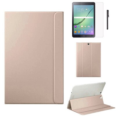 Leather Tablet Case For Samsung Galaxy Tab S2 9.7 Inch Protective Case SM-T810 SM-T815 Fundas Coque Covers Shell Folding: Gold