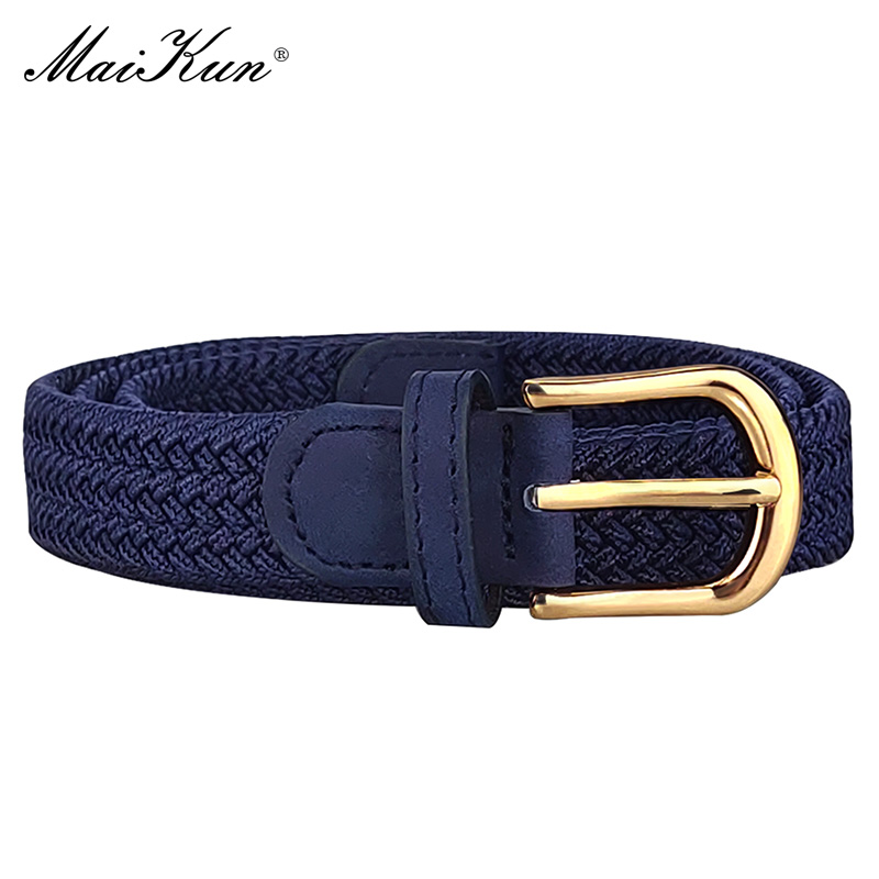 MaiKun Canvas Braided Belts for Women Adjustable Big Size Metal Pin Buckle Elastic Waistband Casual Style: WHITE / 120cm
