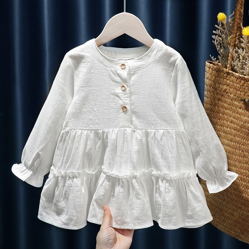 Mode Baby Meisje Blouse Zoete Katoen Lange Mouwen Cupcake Jurk Tops Kinderen Prinses Retro Blouse Tees Vallen Kleren Kinderen Tops