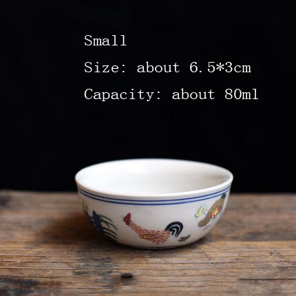 WIZAMONY-taza de Pollo de la Dynasty Ming China, tazón de porcelana Gaiwan ChinaTeacups, tetera de celadón, 1 ud.: small size