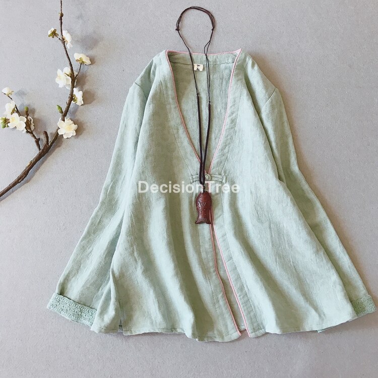 China tops blusa tang antiguo estilo chino manga completa cheongsam camisas servicio de té de algodón de lino hanfu abrigo chaqueta: color1