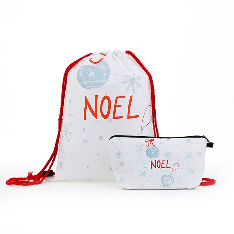 Snøringe juledress ryggsekk snøringe poser utskrift menn fritidsvesker unisex dame skulderveske polyester