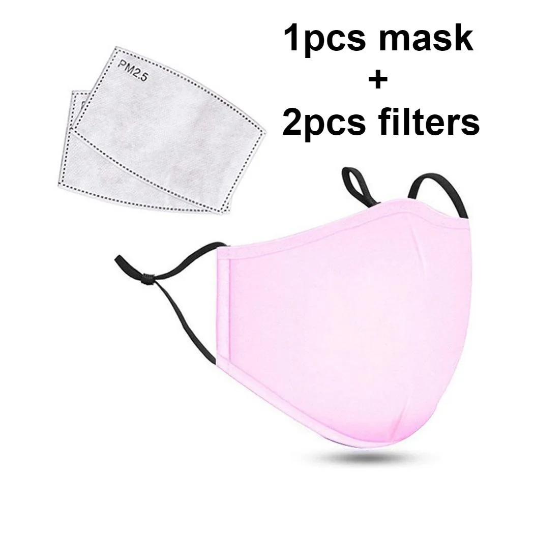 Baumwolle schwarz Maske Mund Gesicht Anti Staub pm2.5 Aktivkohle filter Stoff masken wasch bar wieder verwendbar: Rosa