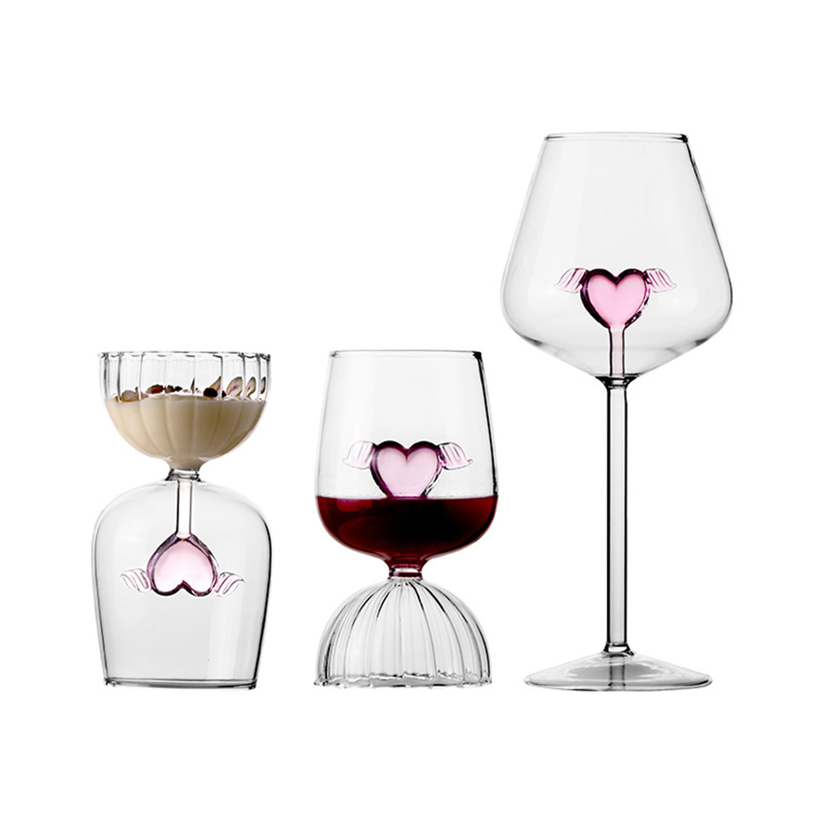 Verre à Cocktail en Forme de Cœur, Coupe à Vin Rouge, Verres à Champagne, Ustensiles de Cuisine, Eau, d'Anniversaire, ixde Mariage, 350/500ml