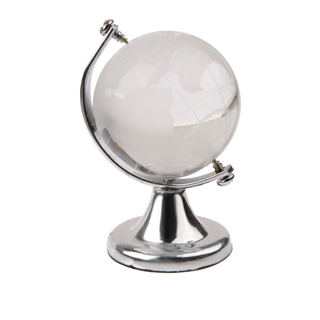 Fengshui decor Vaastu Paperweight Crystal Ball Silver w Stand Crystal Globe