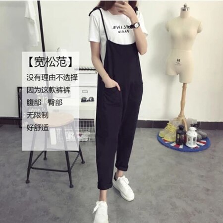 Gravid haklapp byxor gravid byxa skärp plus size xxxl kläder-för tjocka-kvinnor gravid-overall jumpsuit enfärgad kvinnor: Svart / Xxl