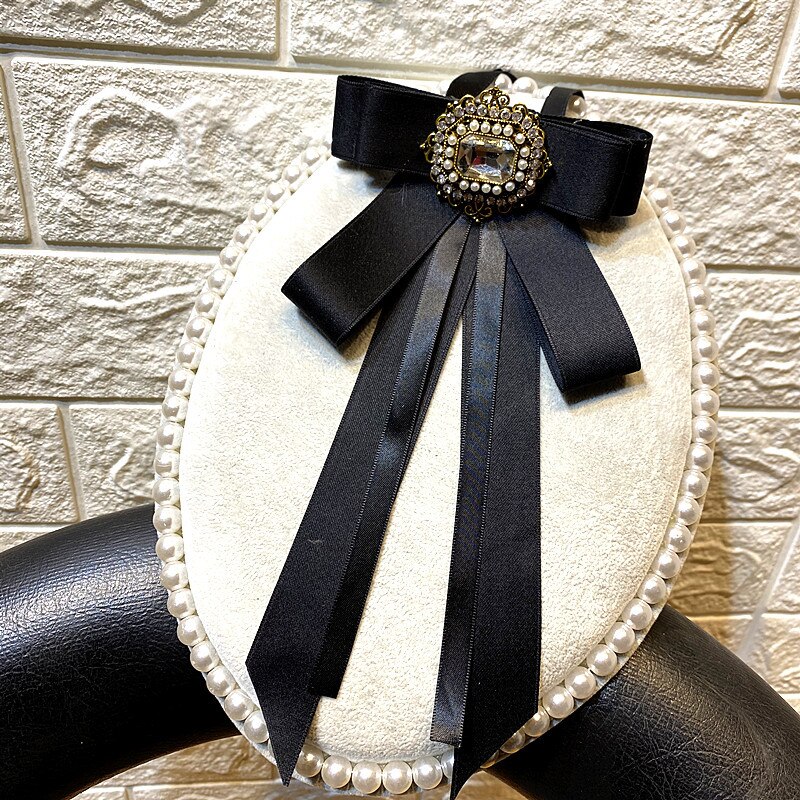 Nowy modny Wykonany ręcznie muszka damska Szkoła Wyższa wiatr brytyjski londyn koreańska koronka wstążka serpentyna koronkowa koszula Bowtie męska biżuteria: czarny 1