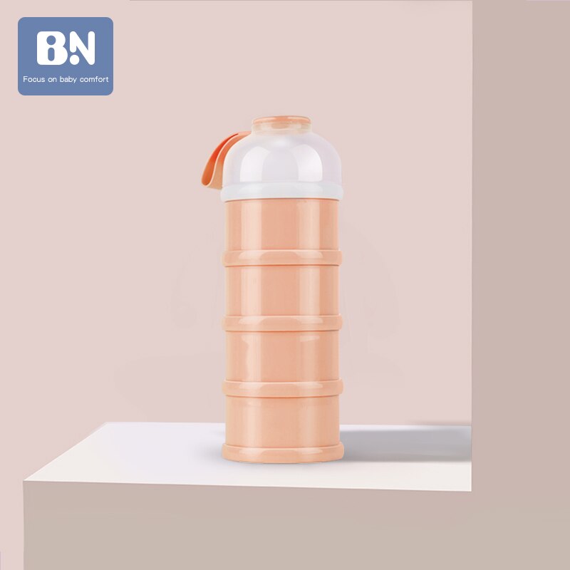 Bærbar mælkepulverformel dispenser madbeholder opbevaringsboks til babybørn toddler fire gitter baby madopbevaringsboks: Lyserød
