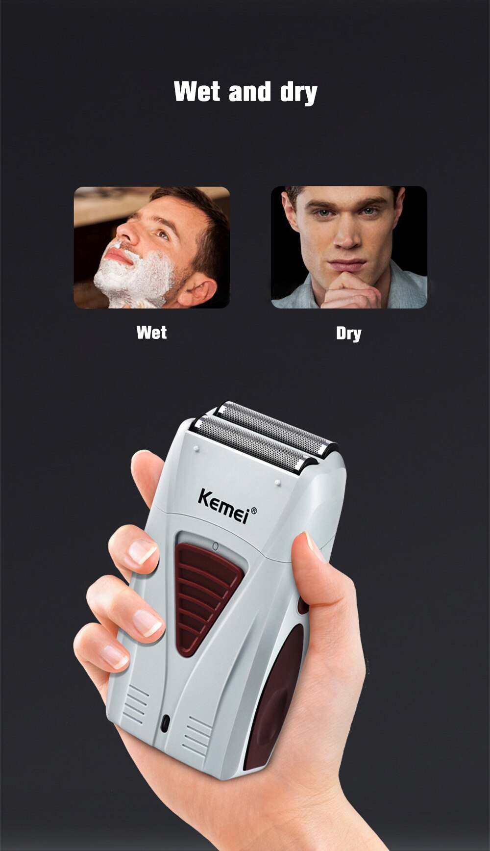 Kemei 3382 Kapper Elektrische Scheerapparaat Voor Mannen Usb Oplaadbare Hoofd Wasbare Vergeldende Folie Speciale Mesh Scheren Hoofd Artefact