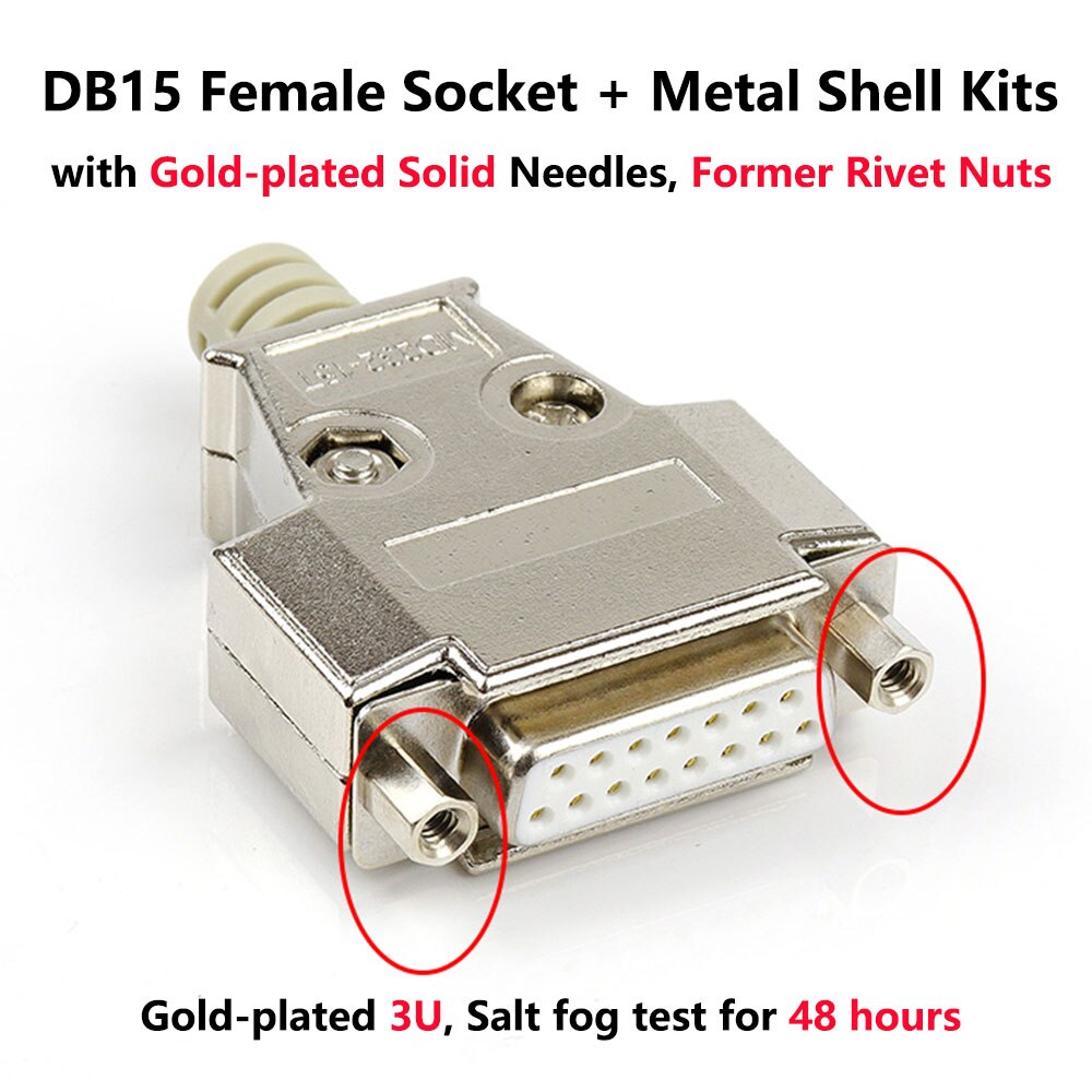 DB15 Mannelijke Plug/Vrouwelijke Socket Metalen Shell Kit 2 Rijen 15 Pin Serial Port Connector Socket D-SUB15 Adapters: Female Former Nuts