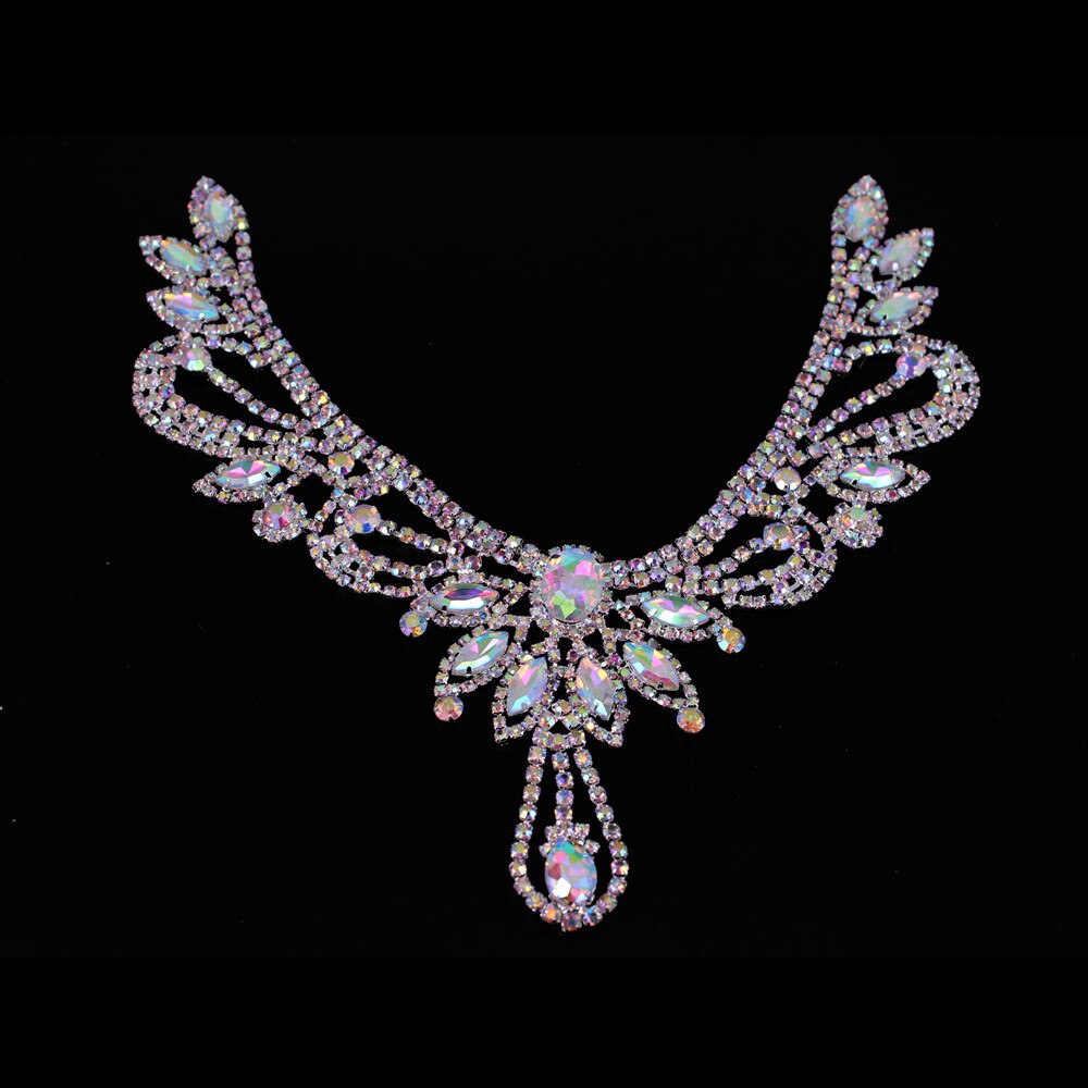 Accessoires de vêtements or Ab, collier en cristal, gros décolleté, strass à coudre, pour décoration de robe de mariée