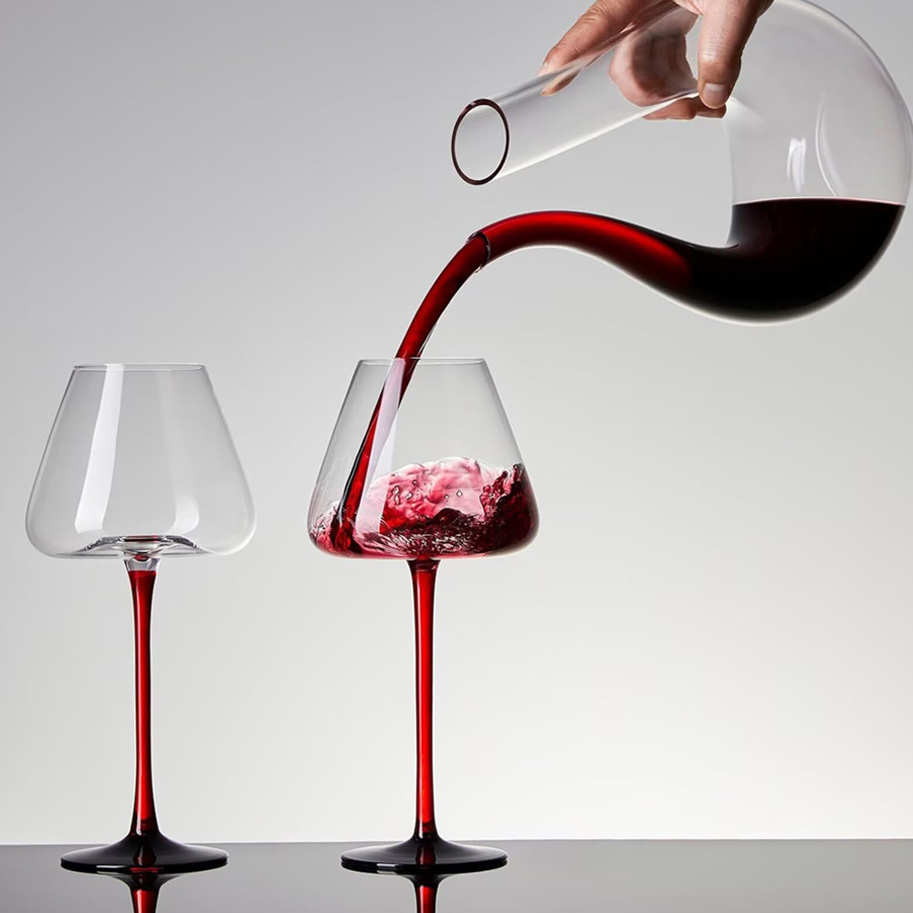 Vinkaraffel, rødvinskaraffel, vinlufter ,100%  håndblæste blyfri krystalglas, vinkarafler og karafler, vin