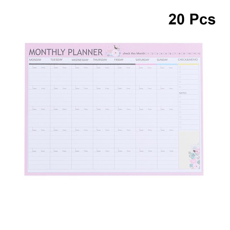 20 Sheets Monthly Planner Calendar Schedule Organizer Agenda Schedule Organizer Notebook (Pink Green Mixed): Default Title
