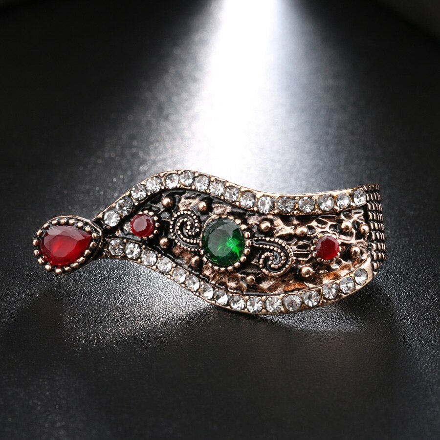 Kinel turkiska smycken antika ringar för kvinnor unik ouk stil guldfärgad kristall vintage ring