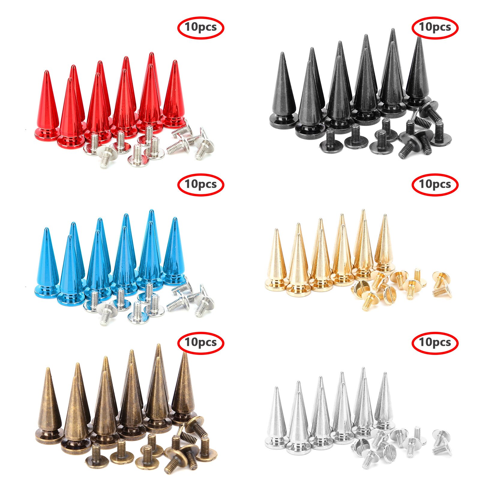 Rivets et pointes en cuir, 10x26MM, artisanat, Punk, Cool, pour vêtements, sac, chaussures, bricolage