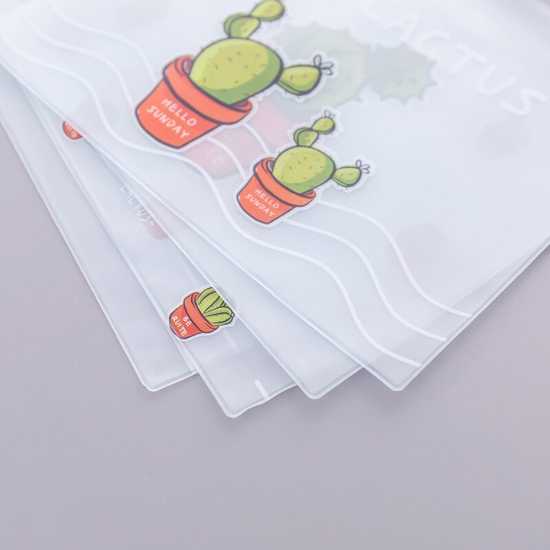 Green Cactus Transparent PVC Document Bag School Pencil Box Pencilcase Pencil Bag School Supplies Stationery Tools