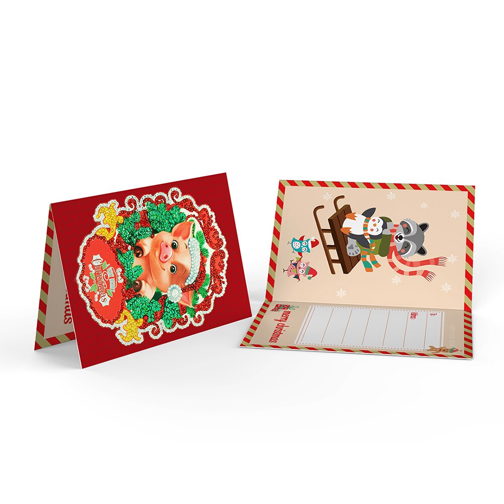 5D DIY Diamond Painting Greeting Card Handmade Christmas Cards 8pcs/set Home Diamond Card Xmas Party Year Children