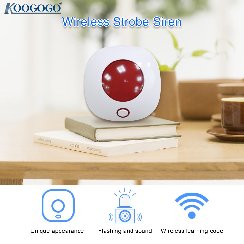 Wireless Siren 433MHz Alarm Mini Horn Siren For Home Security Burglar Alarm Sound System Alarm 110dB Light Flash Strobe Siren