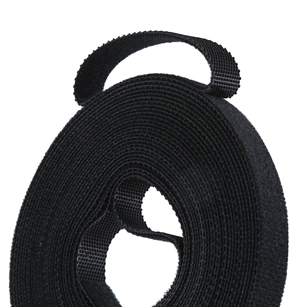 Sort nylon kabel manager winder kabel clips binder bælte magiske klistermærker strap magiske klistermærker praktisk: 5m
