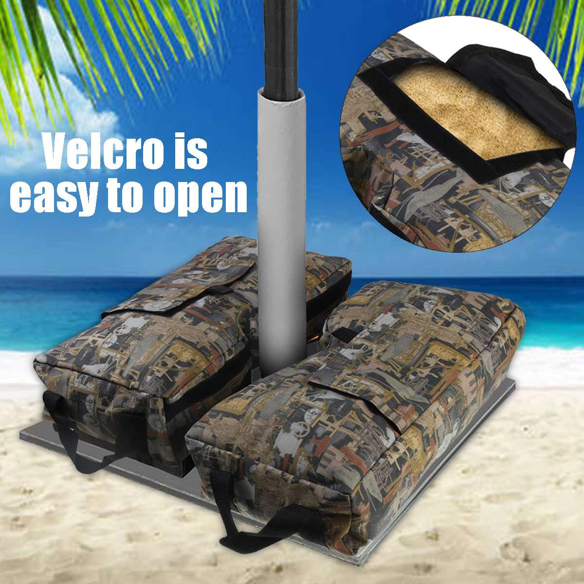 2 st utomhus stödvikt sandpåse ofyllda sandsäckar för paraplybasstativ avtagbara väskor fyrkantig uteplats