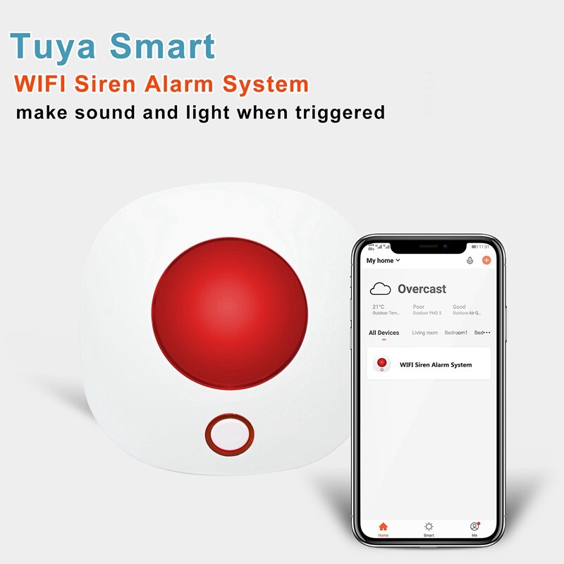 Wifi beveiligingsalarm sirenes geluid & licht alarm host 110db standalone huisbeveiliging alarmsystemen host (eu-stekker)