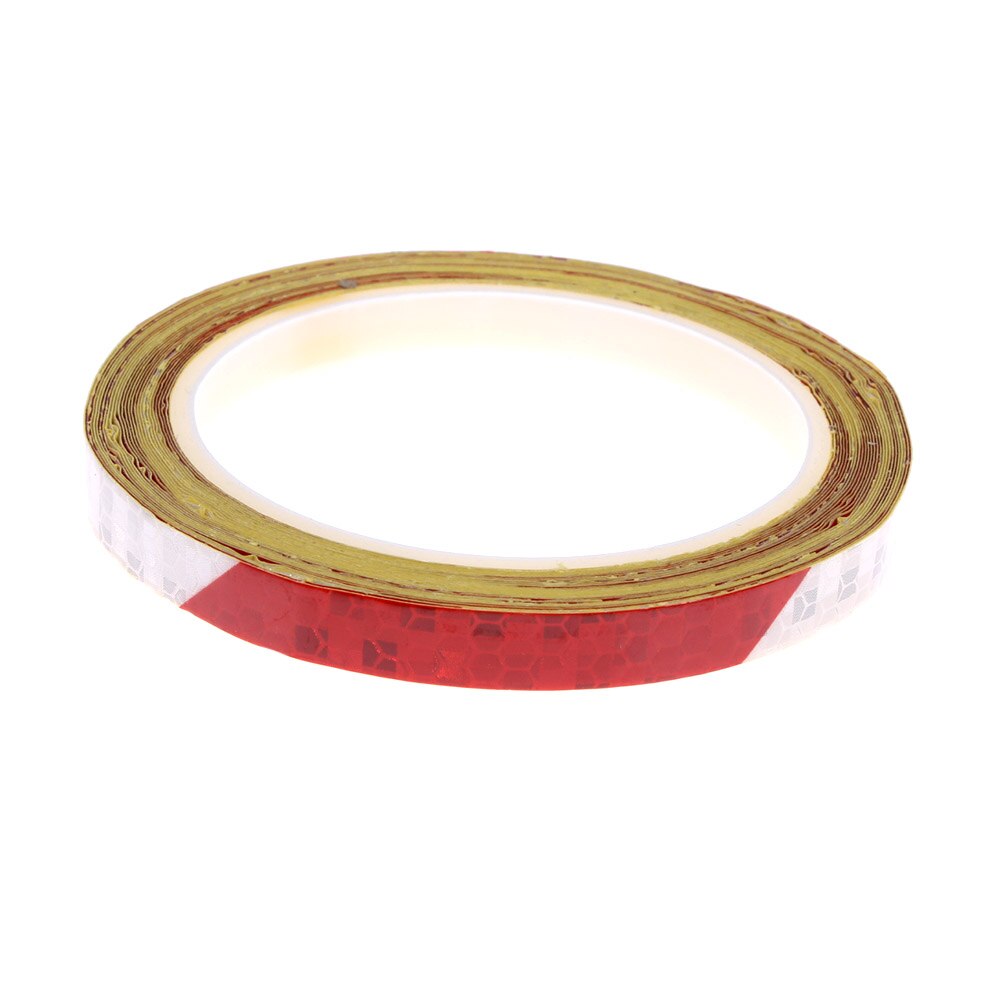 8m x 1cm Leuchtstoff Fahrrad Reflektierende Aufkleber Radfahren Band Reflektor Mtb Fahrrad Klebeband Sicherheit Fahrrad Rad Dekor: rot Weiß