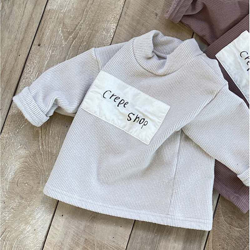 Herfst Winter Jongens En Meisjes Regelmatige Koreaanse Stijl Katoen Kinderen T-shirt Half-Hoge Kraag Lange Mouwen Hedging Letters mode