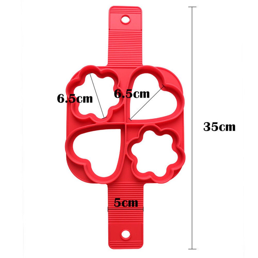 Non Stick Flippin' Fantastic Pancake Pan Flip Perfect Breakfast Maker Eggs Omelette Flipjack Tools 4 Grids Pancake Maker Tools: 2 heart 2 flower