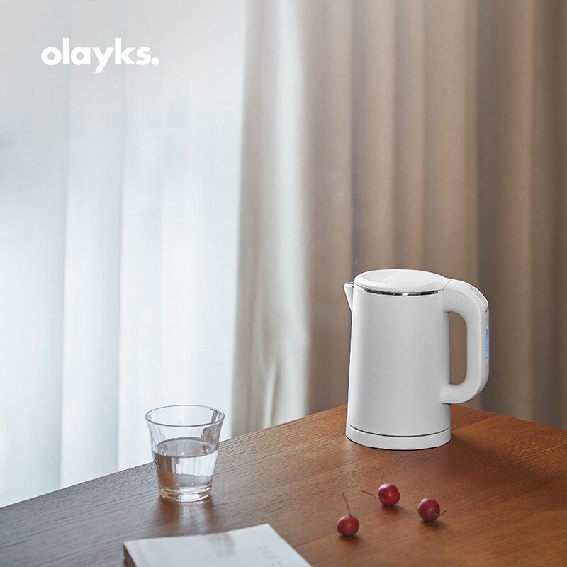 OLAYKS Portable Electric Kettle 1000W Fast Boiling Stainless Teapot Water Kettle 0.8L Electrothermal Led Teapot 220v For Home: white